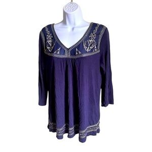 Excellent condition blue top with metallic embellishments
